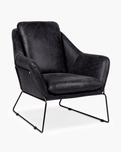 Harold Leather Tub Chair - Black