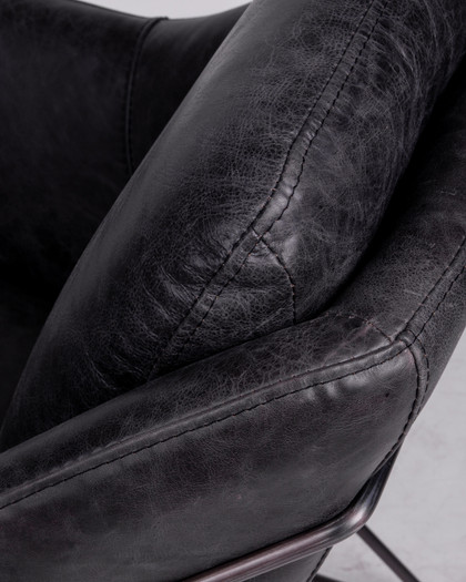 Harold Leather Tub Chair - Black