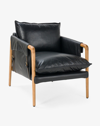 Wesley Leather Armchair - Black