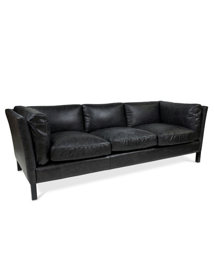 George Leather Sofa - 3 Seater, Black