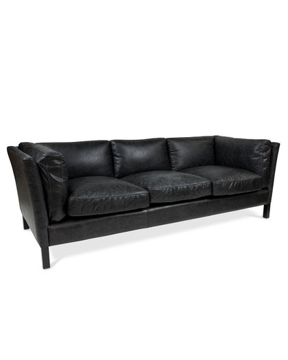 Cintesi George Leather Sofa - 3 Seater, Black 