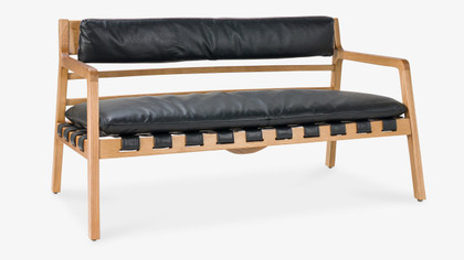Barnaby Leather Sofa - Black, 2 Seater