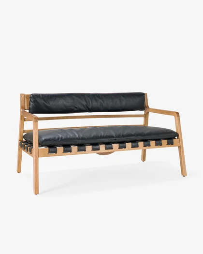 Cintesi Barnaby Leather Sofa - Raven Black, 2 Seater 