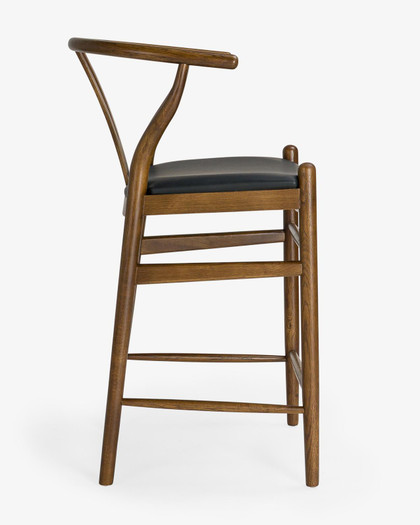 Cintesi Hans Wegner Replica Wishbone B/Stool, Walnut, Uph Seat, 65Cm 