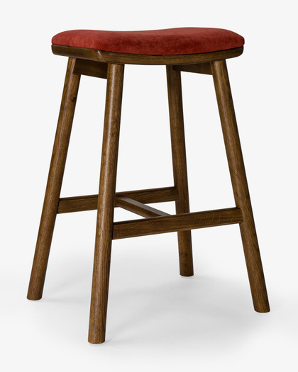 Archie Bar Stool - Walnut, 65Cm, Brick Seat
