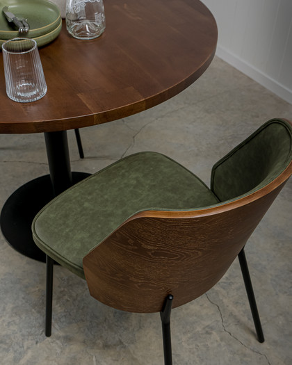 Clive Bar Stool - Dark Wood Back - Forest Green, 75Cm
