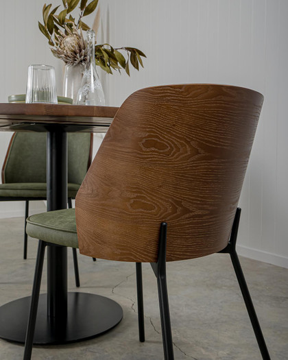 Cintesi Clive Bar Stool - Dark Wood Back - Forest Green, 75Cm 