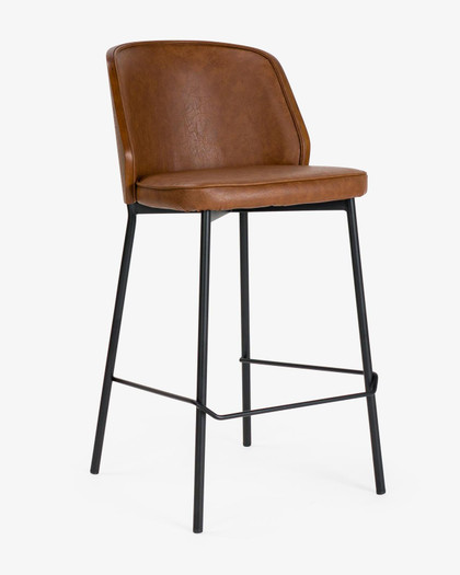 Cintesi Clive Bar Stool - Dark Wood Back - Chestnut, 75Cm 