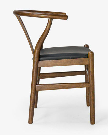 Cintesi Hans Wegner Replica Wishbone Chair, Walnut-Upholstered Seat 