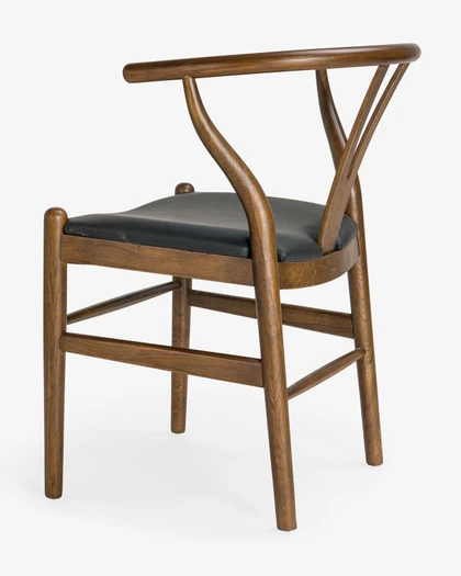 Cintesi Hans Wegner Replica Wishbone Chair, Walnut-Upholstered Seat 