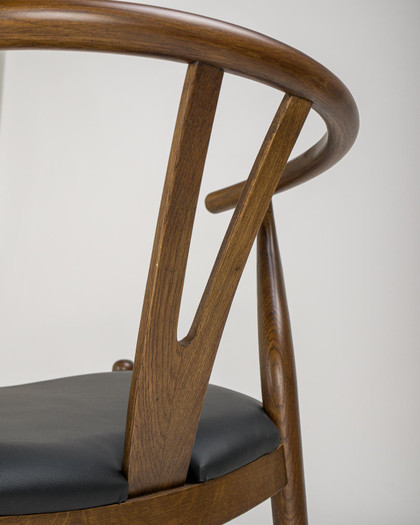 Cintesi Hans Wegner Replica Wishbone Chair, Walnut-Upholstered Seat 