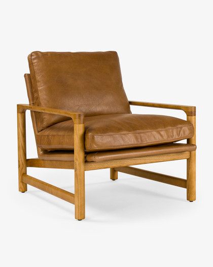 Aspen Leather Armchair - Natural Frame, Nutt Tan