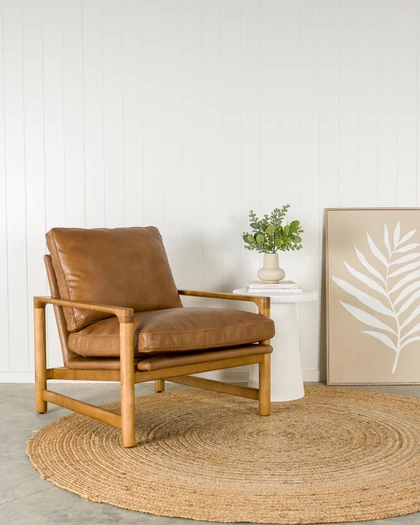 Cintesi Aspen Leather Armchair - Natural Frame, Nutt Tan 