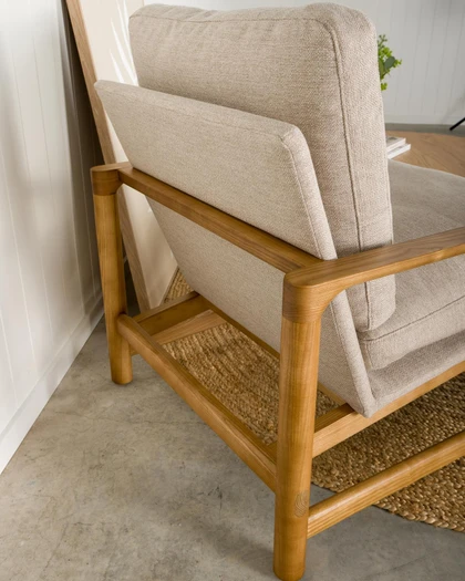Cintesi Aspen Fabric Armchair - Natural Frame, Biscuit 