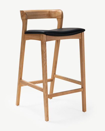 Grace Bar Stool - Natural, Black Seat, 75cm