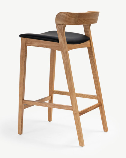 Grace Bar Stool - Natural, Black Seat, 75cm
