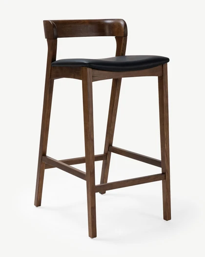 Grace Bar Stool - Walnut, Black Seat, 75cm