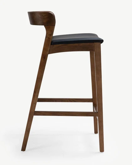 Cintesi Grace Bar Stool - Walnut, Black Seat, 75cm 