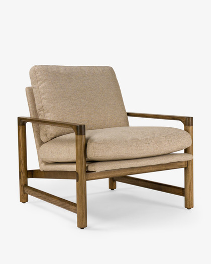 Aspen Fabric Armchair - Espresso Frame, Biscuit