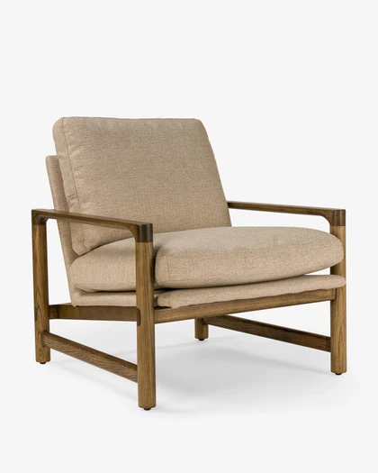 Cintesi Aspen Fabric Armchair - Espresso Frame, Biscuit 