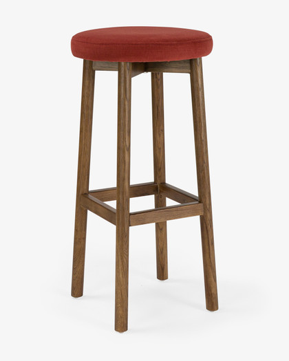 Curve Bar Stool - Dark Oak, Brick Seat 75cm