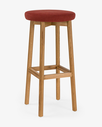 Curve Bar Stool - Natural Oak, Brick Seat 75cm