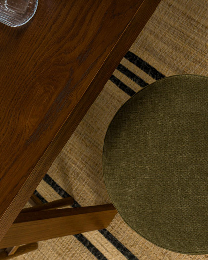 Cintesi Curve Bar Stool - Dark Oak, Olive Green Seat 65cm 