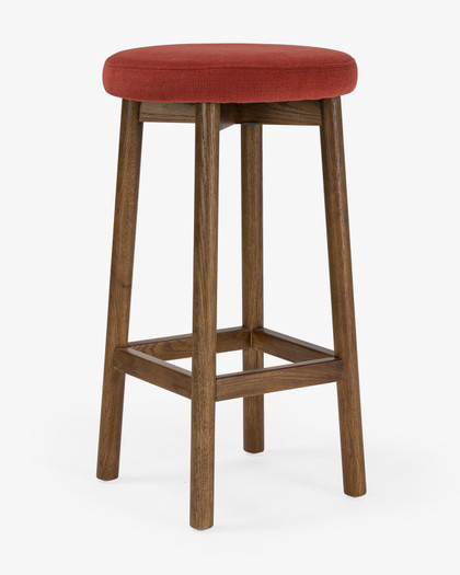 Curve Bar Stool - Dark Oak, Brick Seat 65cm
