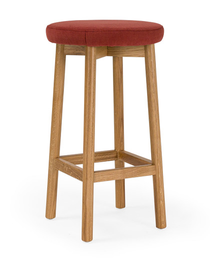 Curve Bar Stool - Natural Oak, Brick Seat 65cm