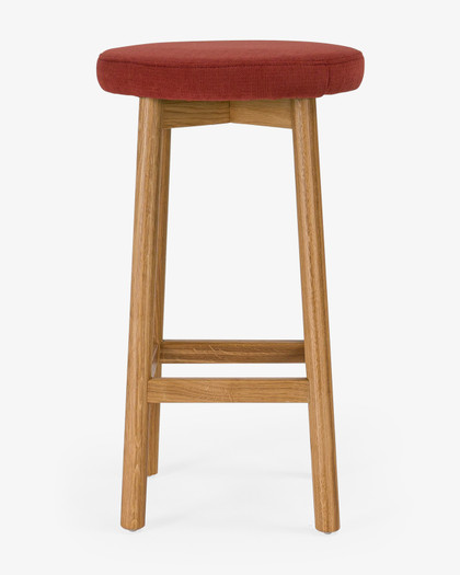 Curve Bar Stool - Natural Oak, Brick Seat 65cm