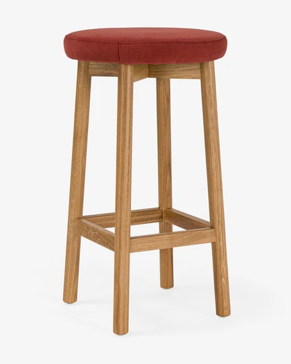 Cintesi Curve Bar Stool - Natural Oak, Brick Seat 65cm 