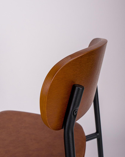 Cintesi Neal Bar Stool - Dark Wood & Chestnut, 65Cm 