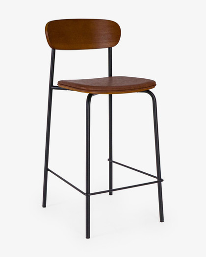 Cintesi Neal Bar Stool - Dark Wood & Chestnut, 65Cm 