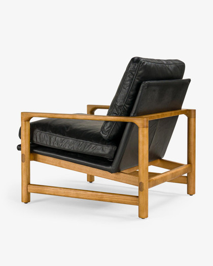 Cintesi Aspen Leather Armchair - Natural Frame, Raven Black 