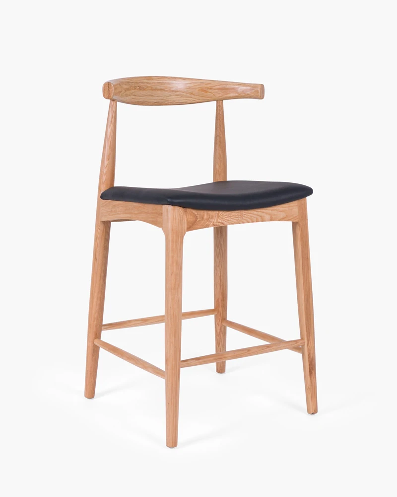 Hans Wegner Replica Elbow Barstool - Natural, 65Cm