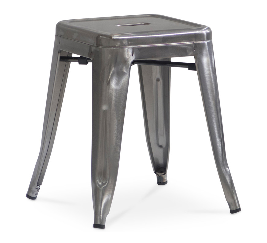 Tolix Replica Bar Stool - Raw Metal Varnish, 45Cm