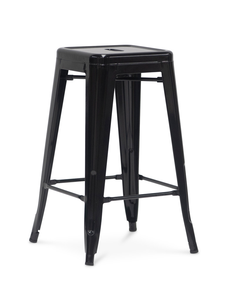 Tolix Replica Bar Stool - Black, 75Cm