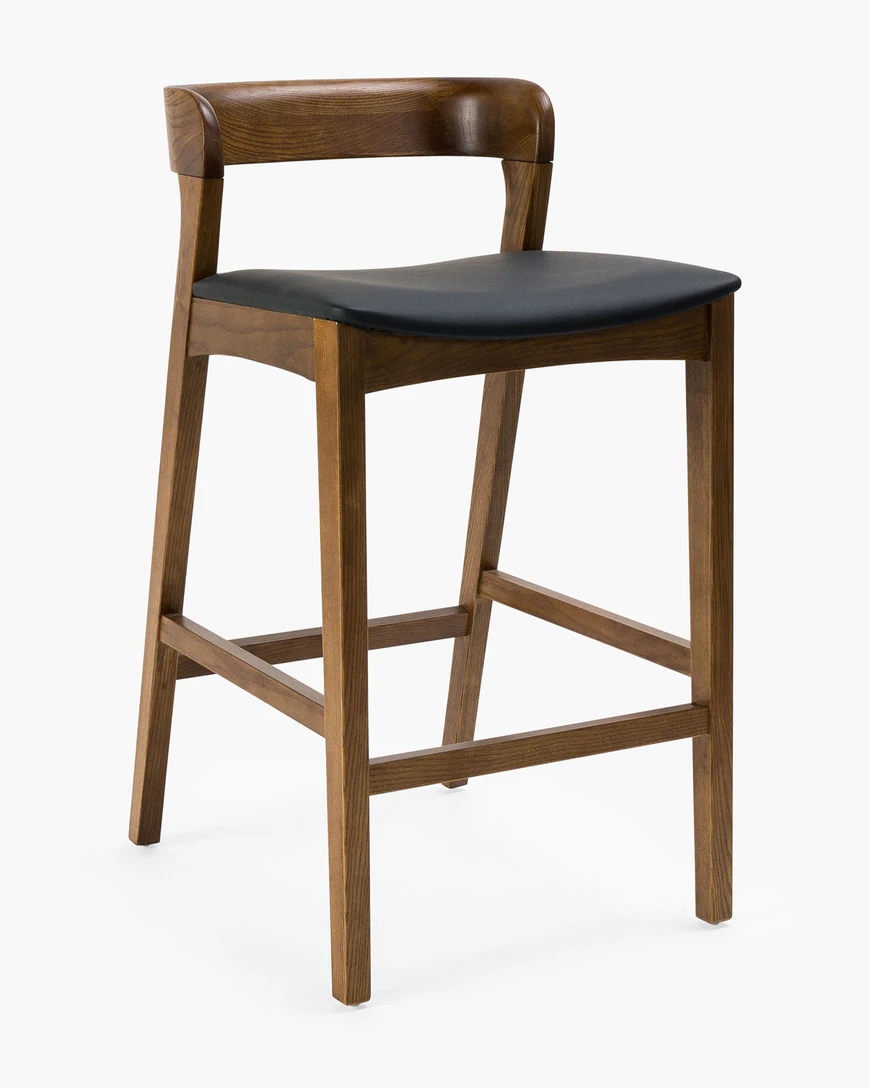 Grace Bar Stool - Walnut, Black Seat, 65cm