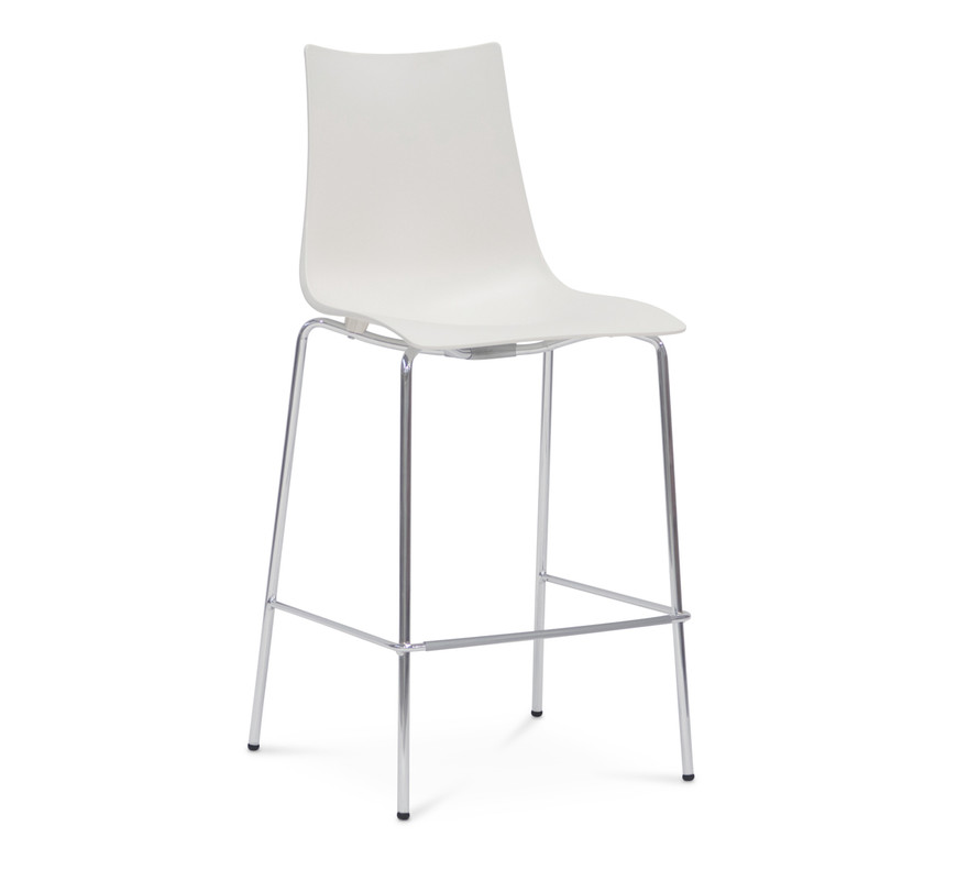 Zebra Bar Stool - White/Anthracite Chrome Leg, 65Cm
