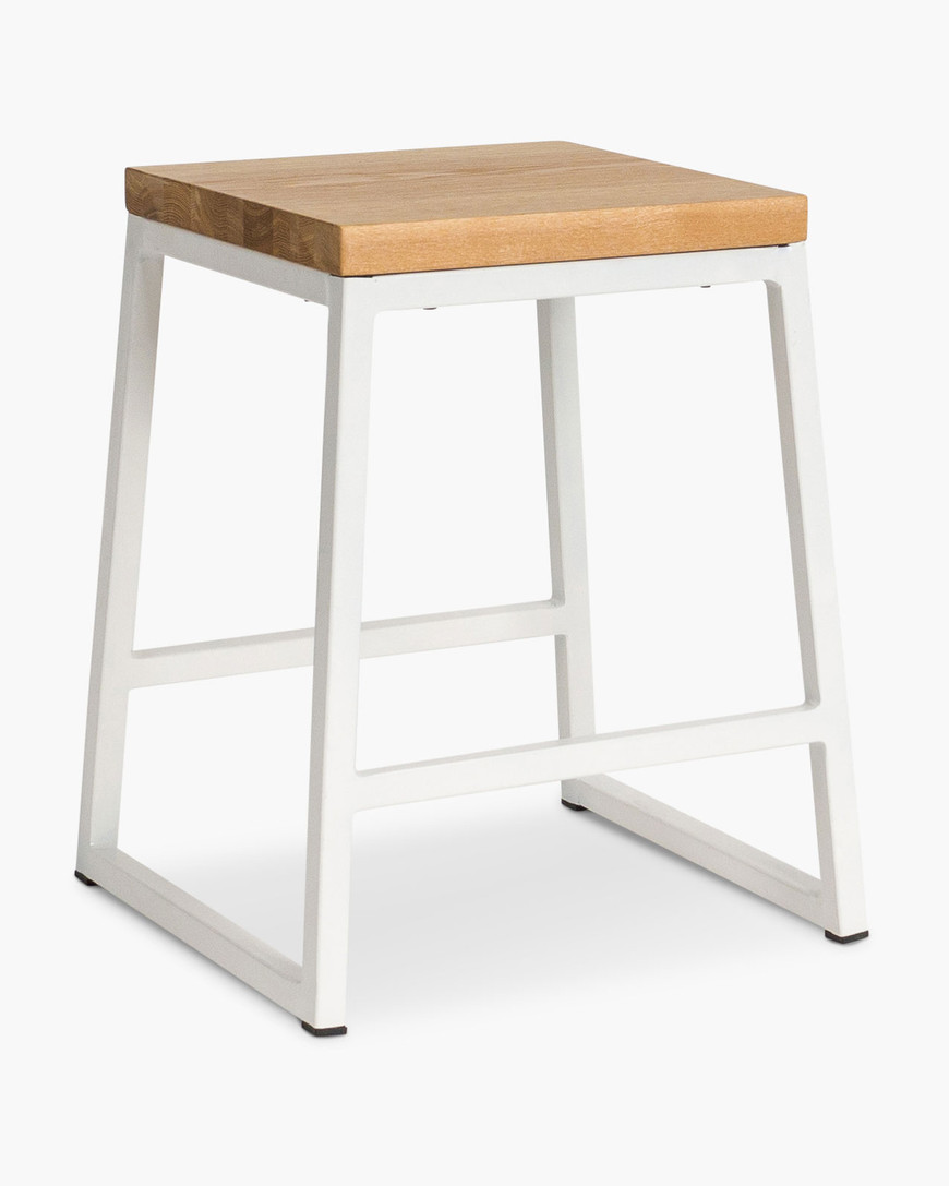Jerry Bar Stool - White - Natural Wood, 45Cm