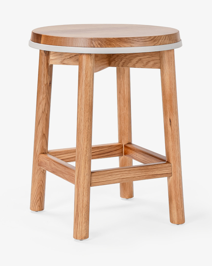 Curve Barstool - Natural Oak, White 45cm