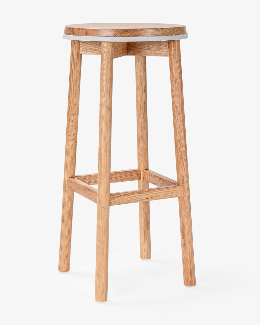 Curve Barstool - Natural Oak, White 75cm