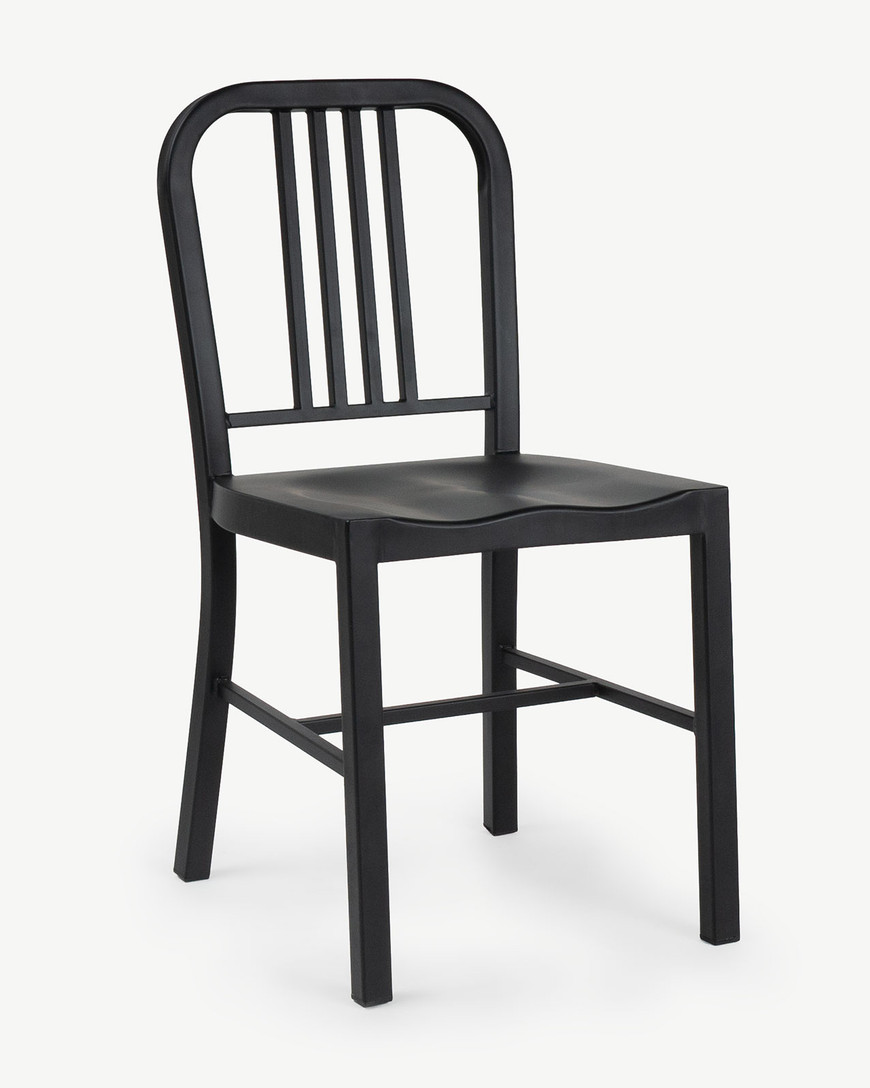 Navy Replica Steel Chair - Matt Black