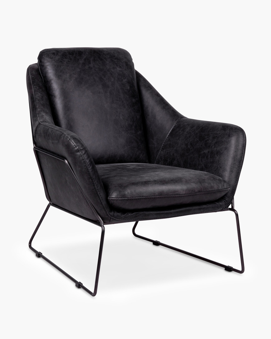 Harold Leather Tub Chair - Black
