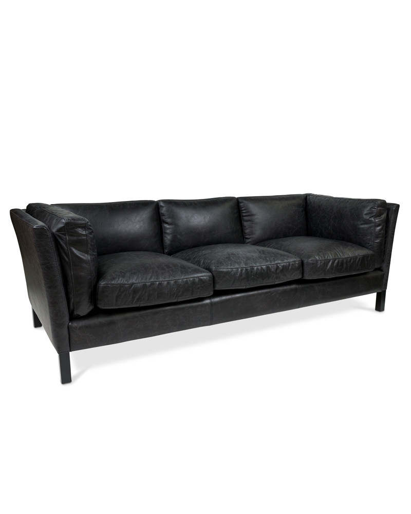 George Leather Sofa - 3 Seater, Black