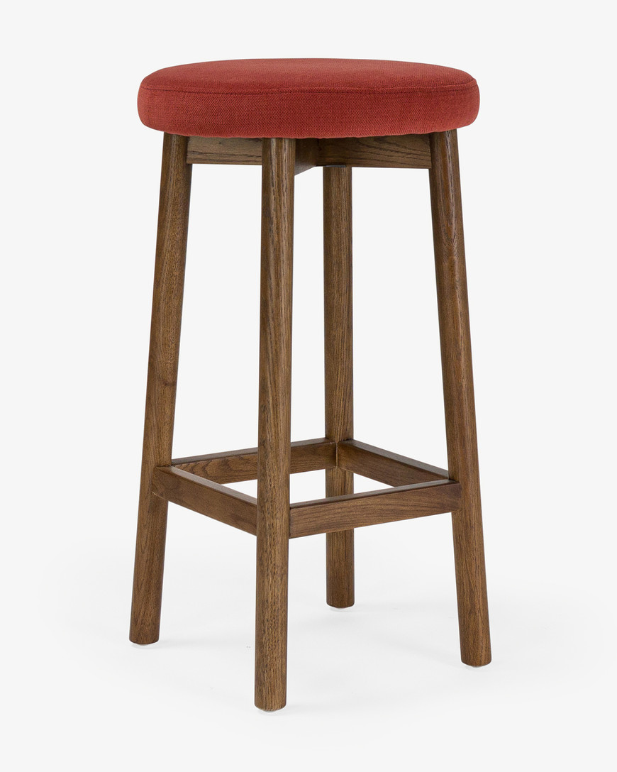 Curve Bar Stool - Dark Oak, Brick Seat 65cm