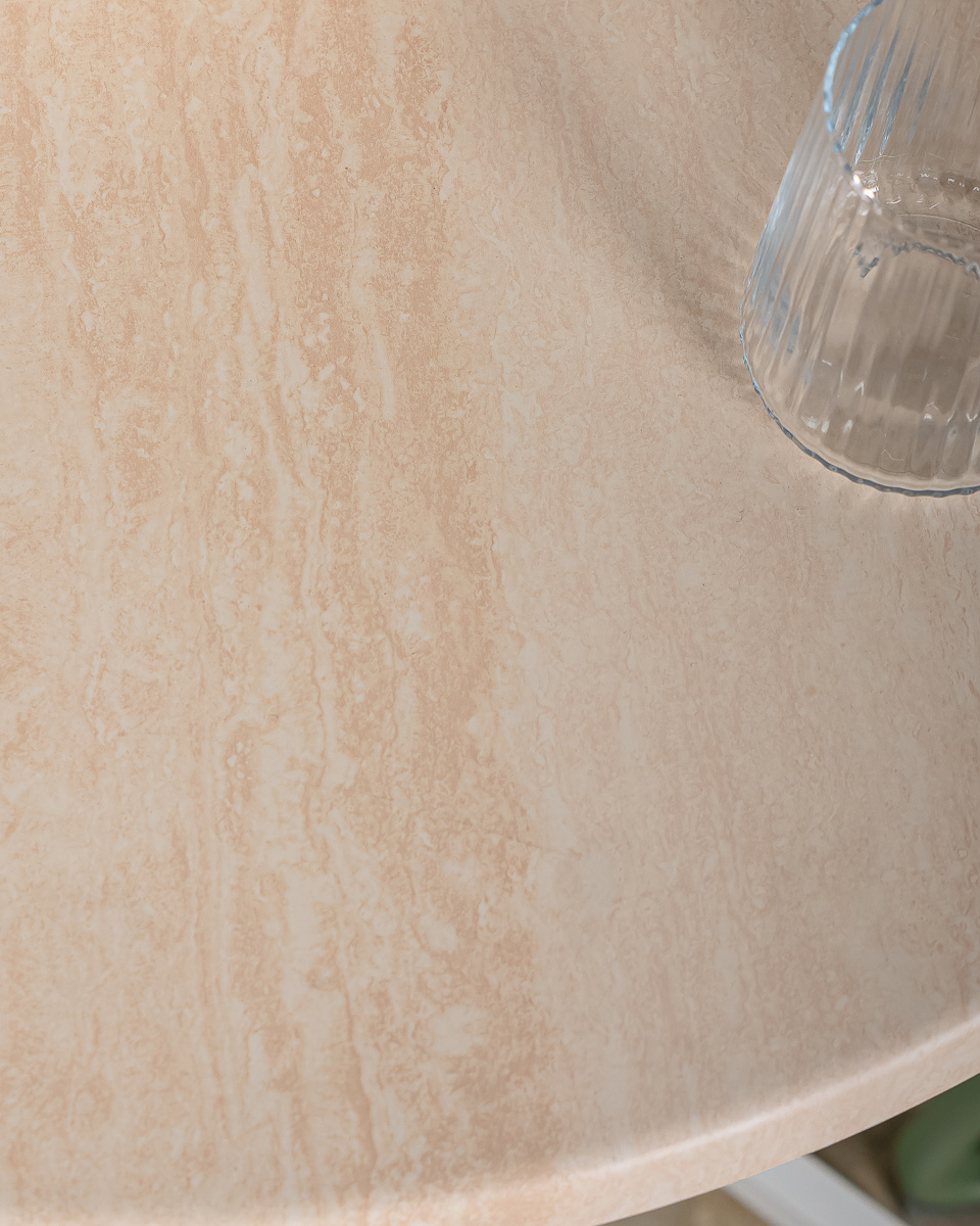 Travertine look laminate table top
