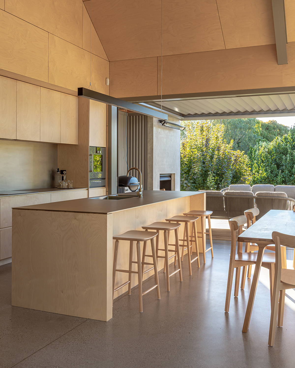 bar stools at a kitchen counter