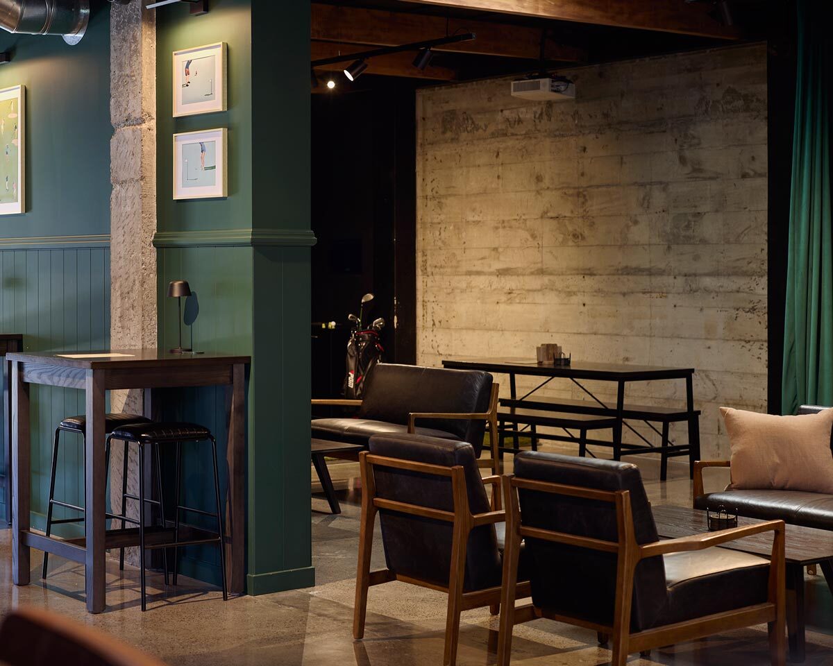 Alexander leather armchairs and two seaters creating relaxed lounge seating at The 19th