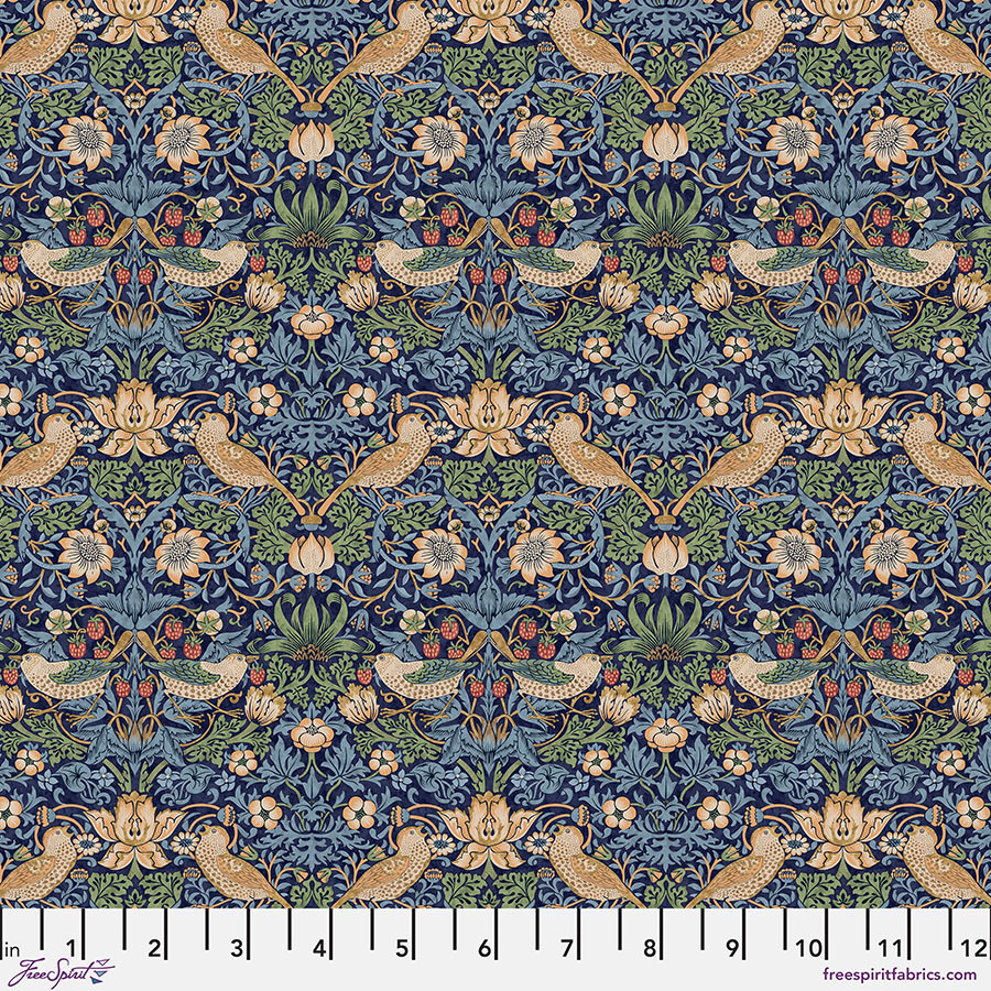 FreeSpirit Fabrics | Mini Strawberry Thief - Navy| Kelmscott|The